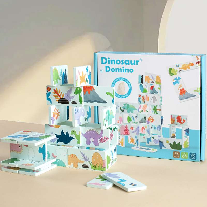 Kids Education Images - Wooden Toy Dinosaur Domino Animal Shadow
