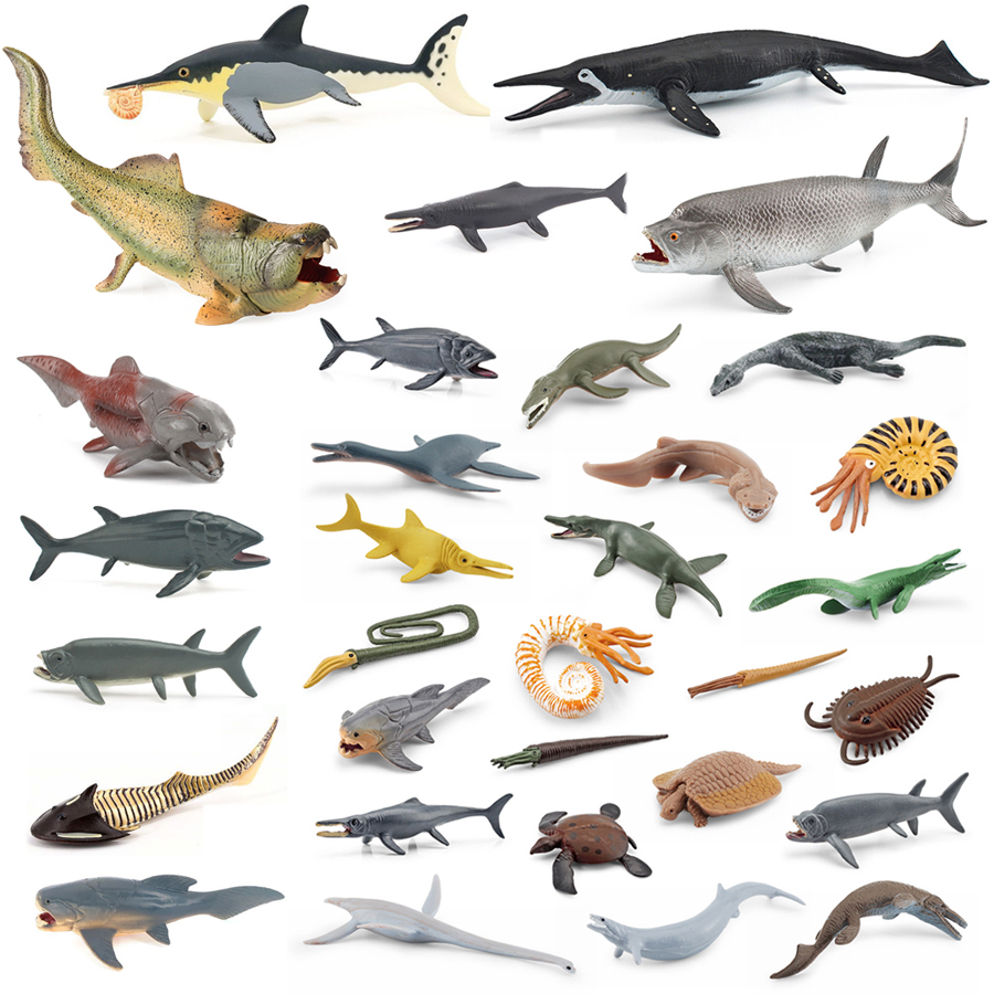 Kids Education Picture - Realistic Dunkleosteus Ophthalmosaurus Xiphactinus Cephalaspis Prehistoric