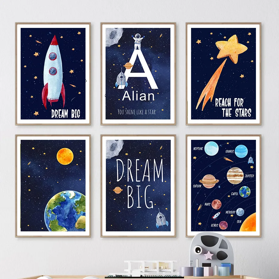Kids Education Yes - 1pc Canvas painting Custom Name Kids