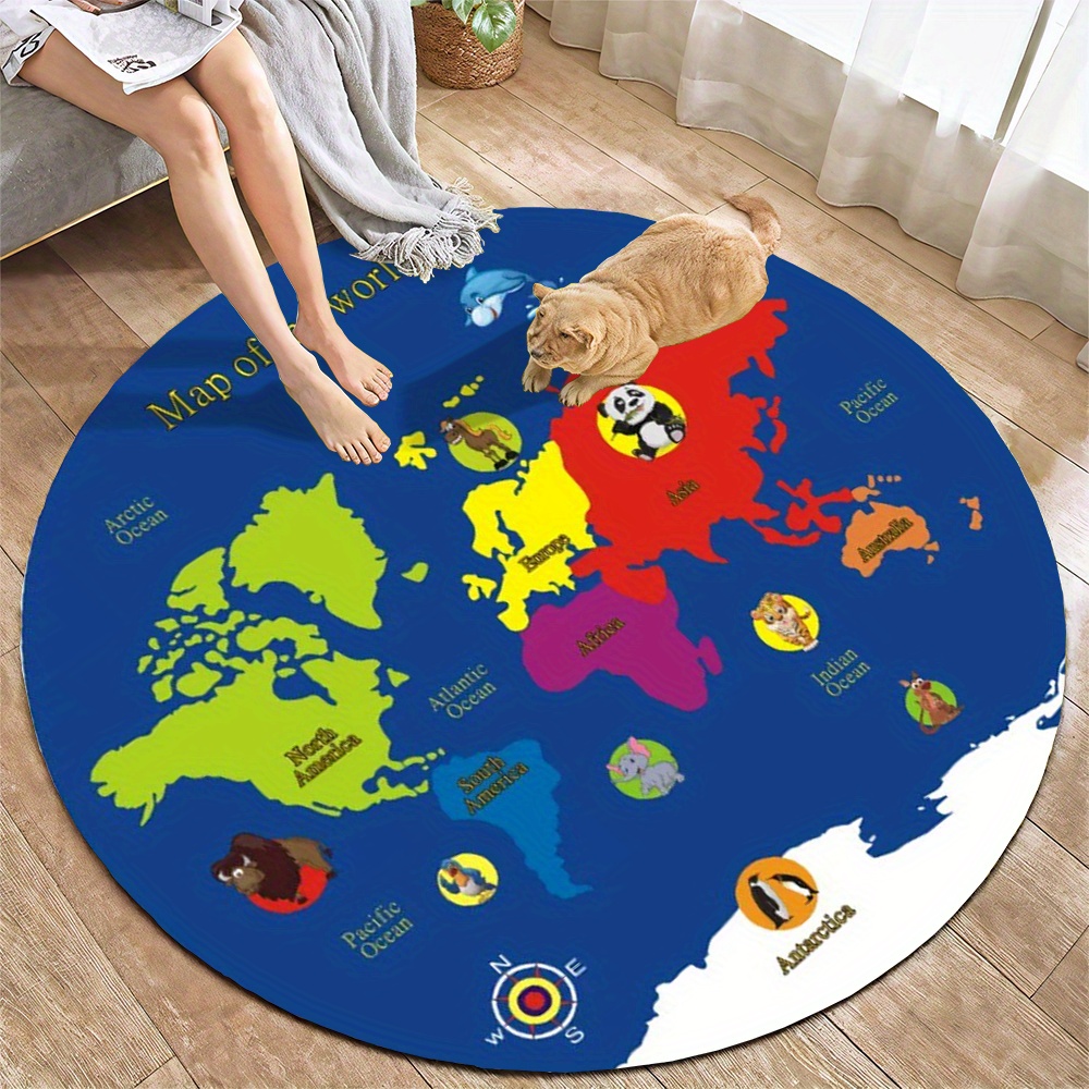 World Map Round Rug Flannel Ed - đánh giá và giá Kids Education Room