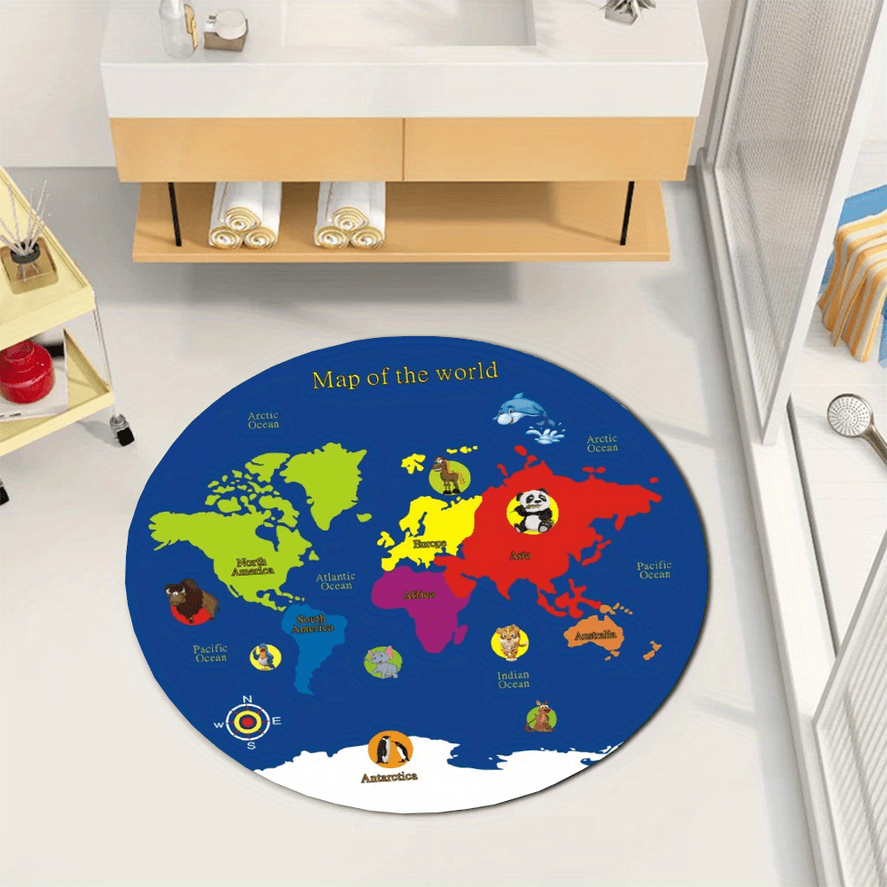 World Map Round Rug Flannel Ed - đánh giá và giá Kids Education Room